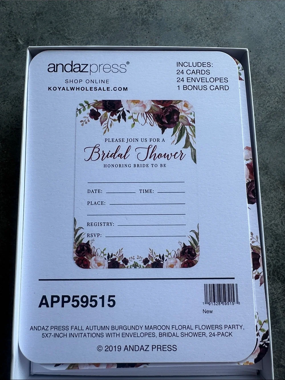 Bridal Shower Invitation Cards - Burgundy Floral Design